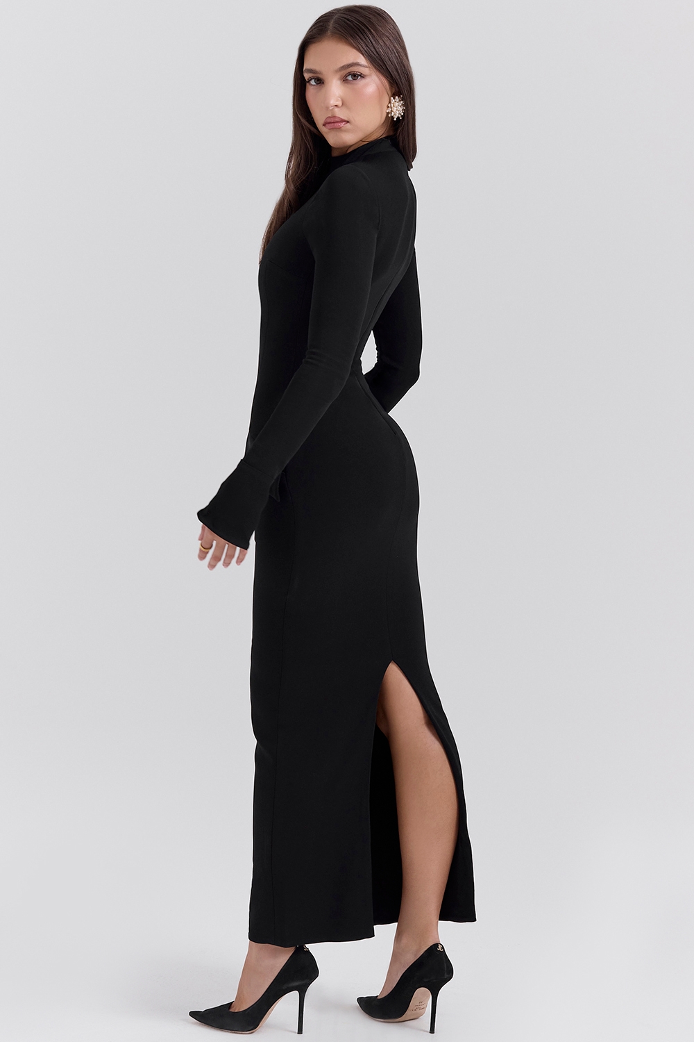 Marie-Louise-Black Turtleneck Maxi Dress
