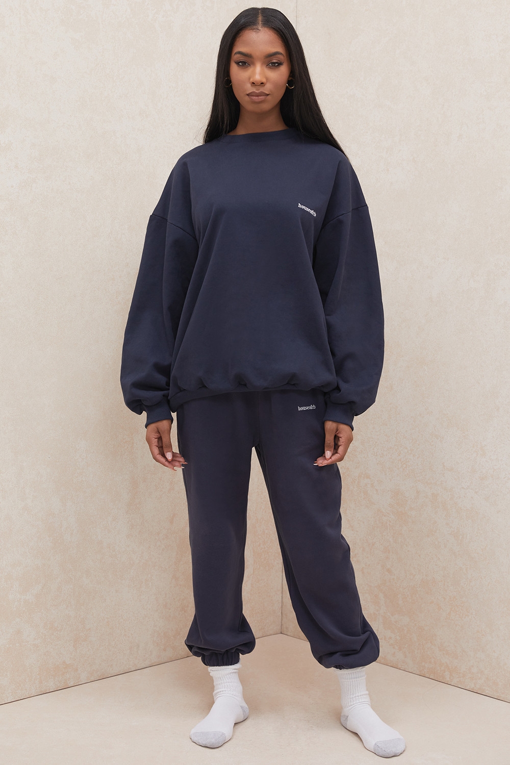 Sky-Navy Fleece Back Jogging Trousers