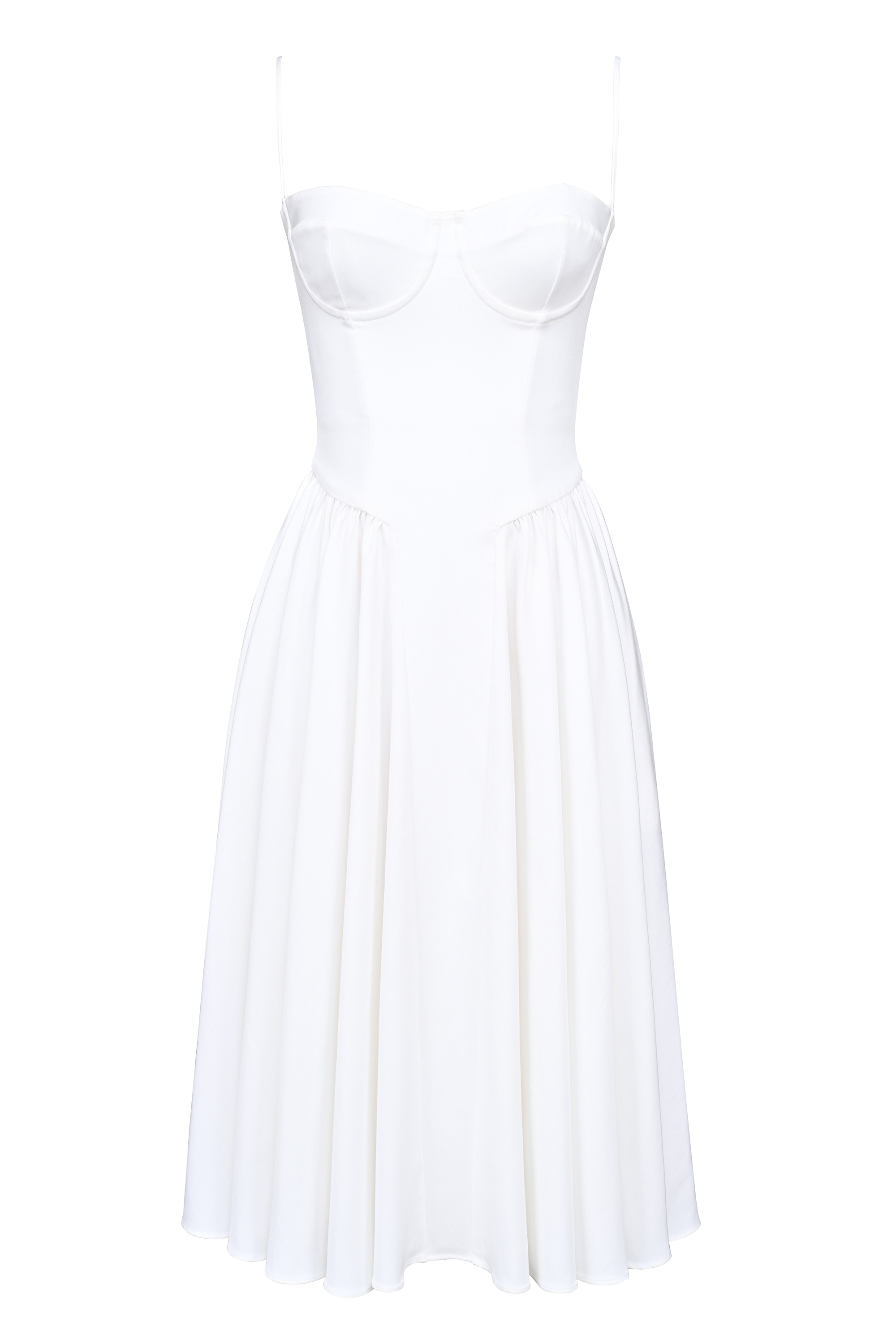 Samaria-White Corset Midi Dress