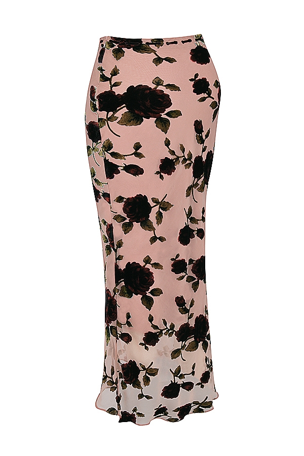 Imaan-Dusty Pink Devore Maxi Skirt