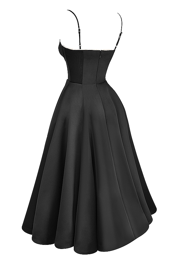 Mademoiselle-Black Tulle Midi Dress
