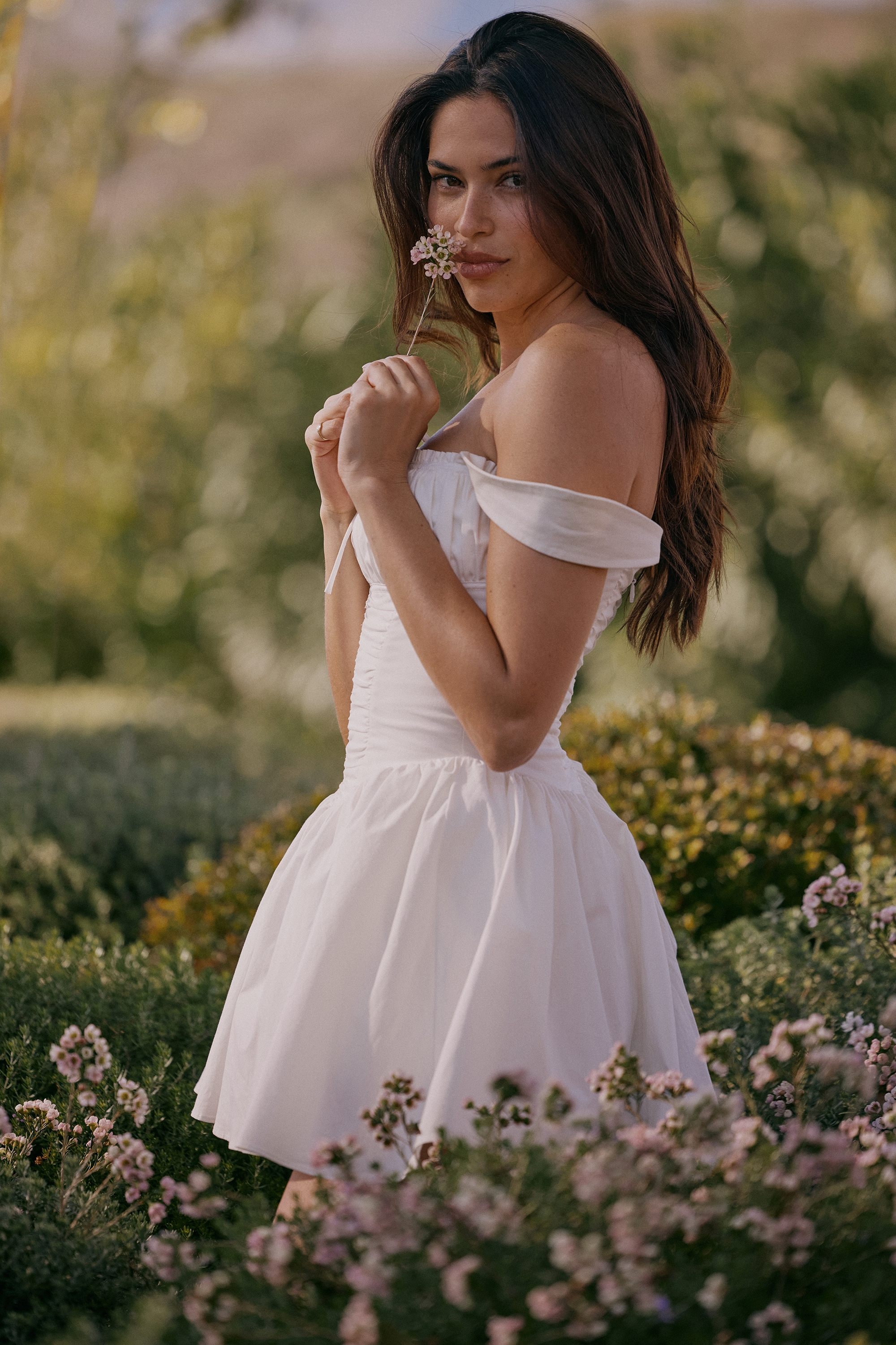 Ophelia-White Cotton Mini Dress With Bloomers