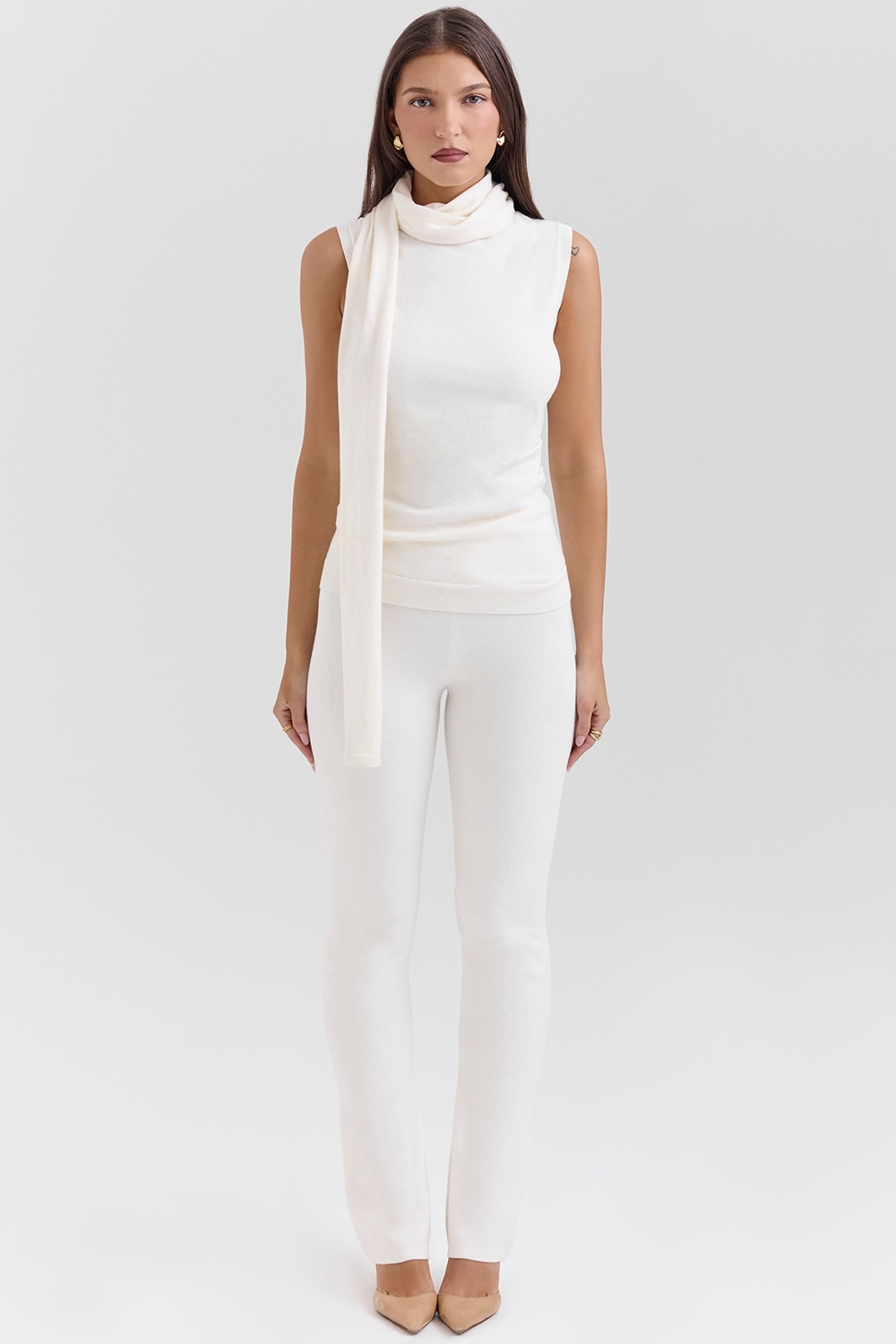 Wren-Ivory Cashmere Slim Cigarette Pants