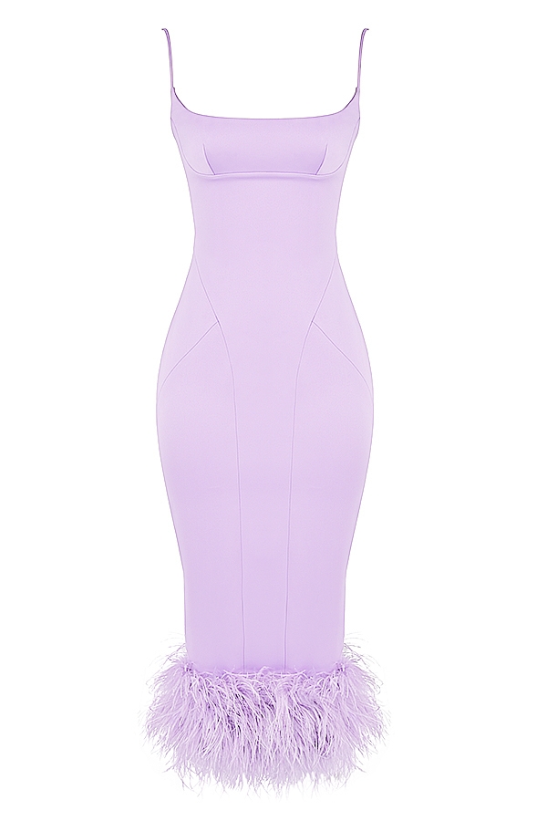 Helena-Orchid Satin Midi Dress