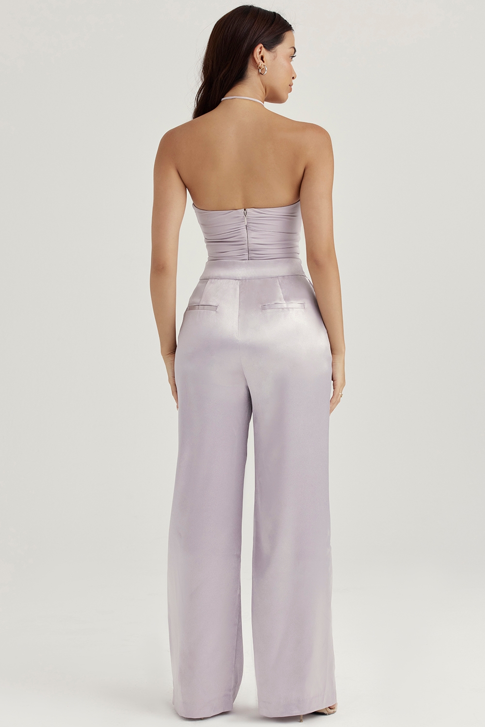 Alivia-Grey Satin Trousers