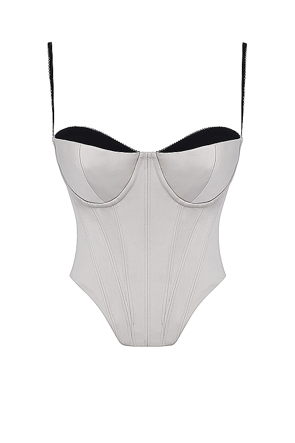 Luette-Beige Satin Underwired Corset