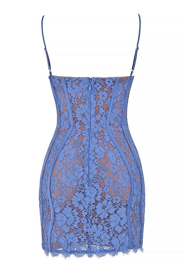 Lala-Lavender Lace Mini Dress