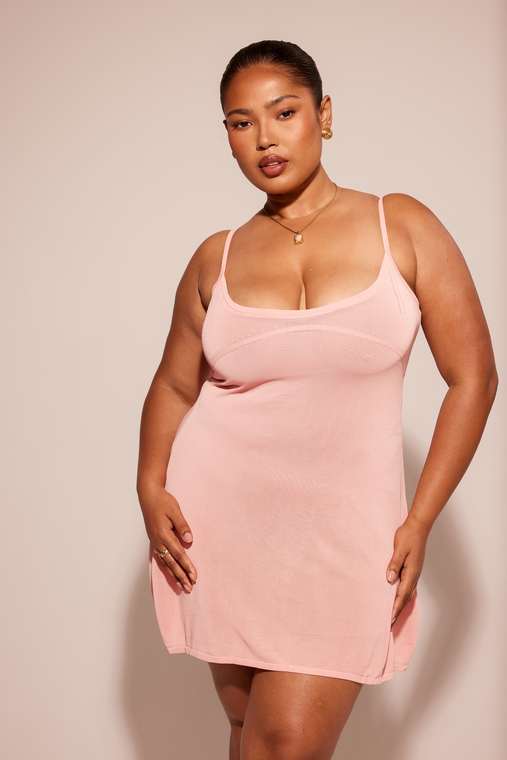 Lorenza-Primrose Sheer Knit Mini Dress - SALE