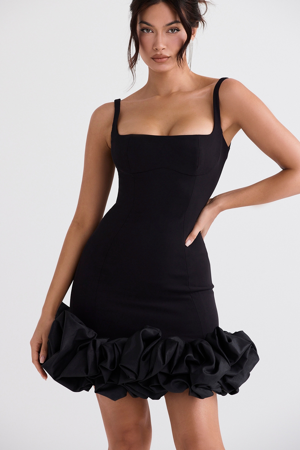 Lilou-Black Ruffle Hem Dress