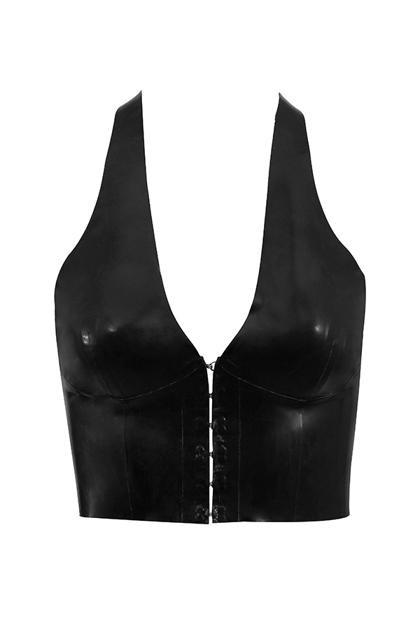 Ariadne-Black Latex Halter Top