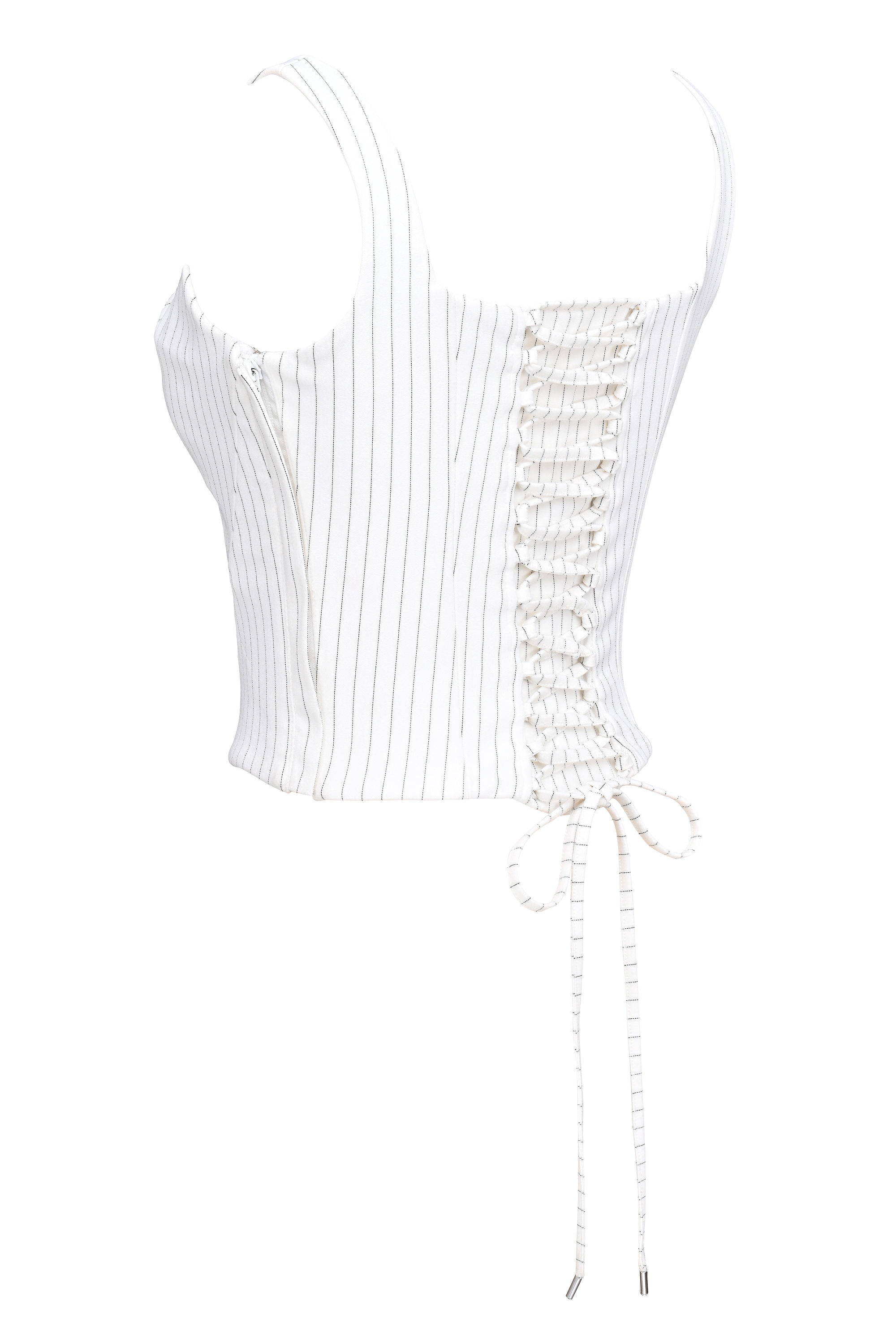 Selma-White Pinstripe Boned Corset Top