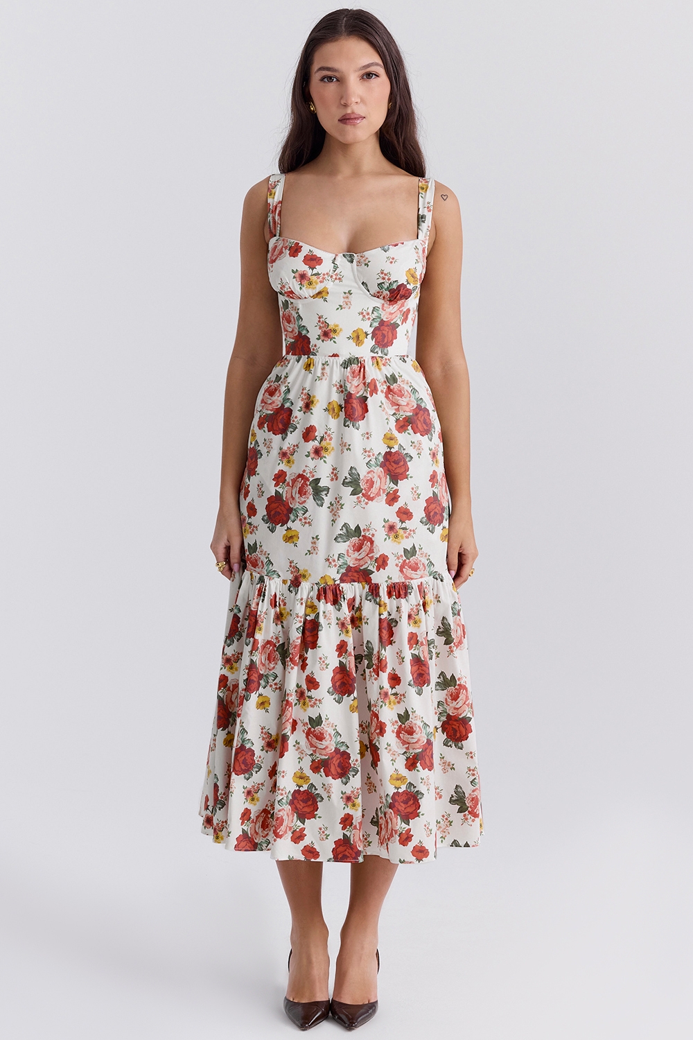 Elia-Italian Rose Print Cotton Midi Sundress
