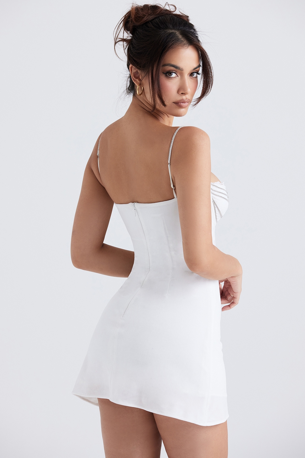 Grace-Ivory Crystallised Mini Dress