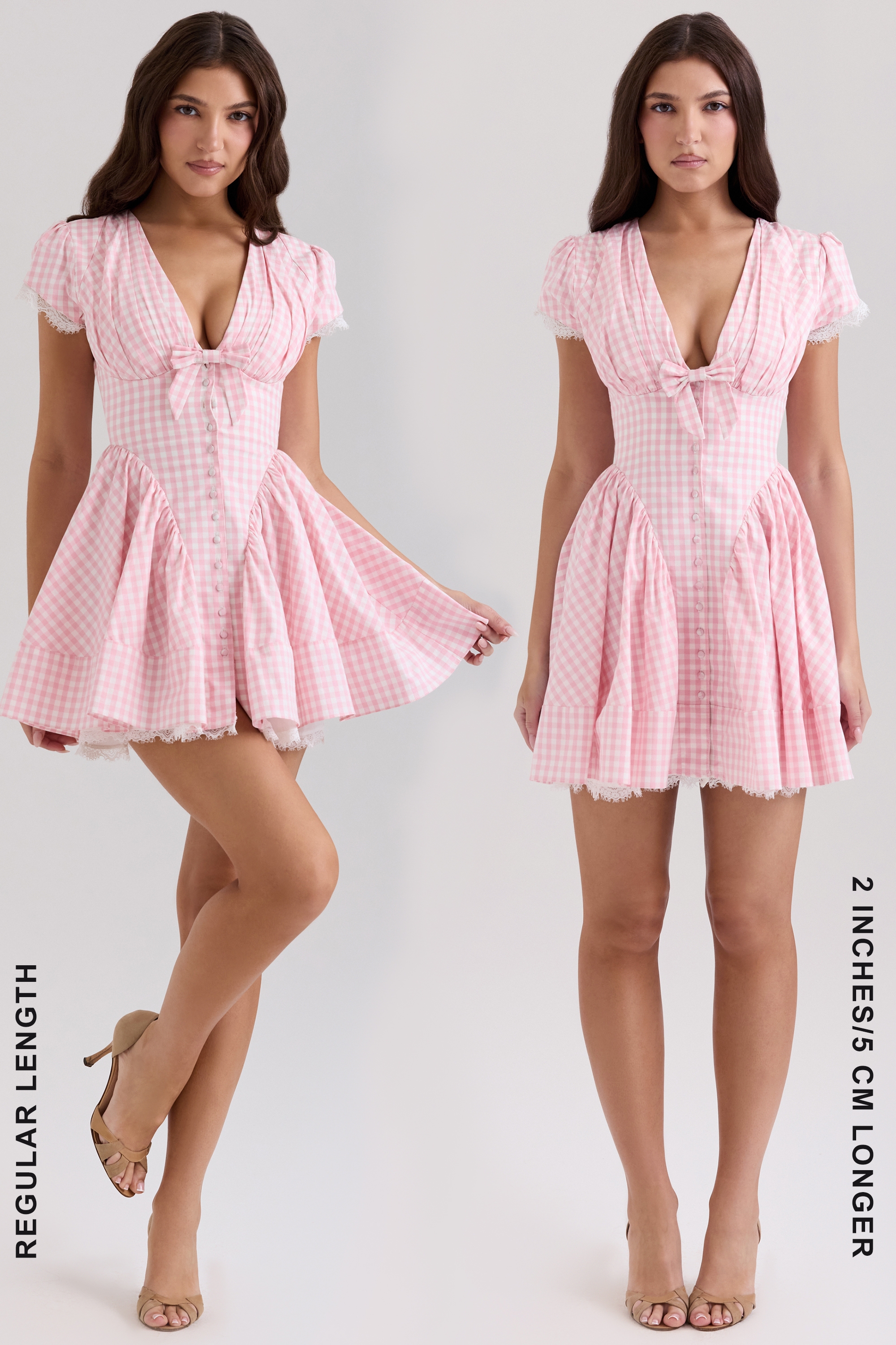 Emiliana-Pink Gingham Cotton Mini Dress