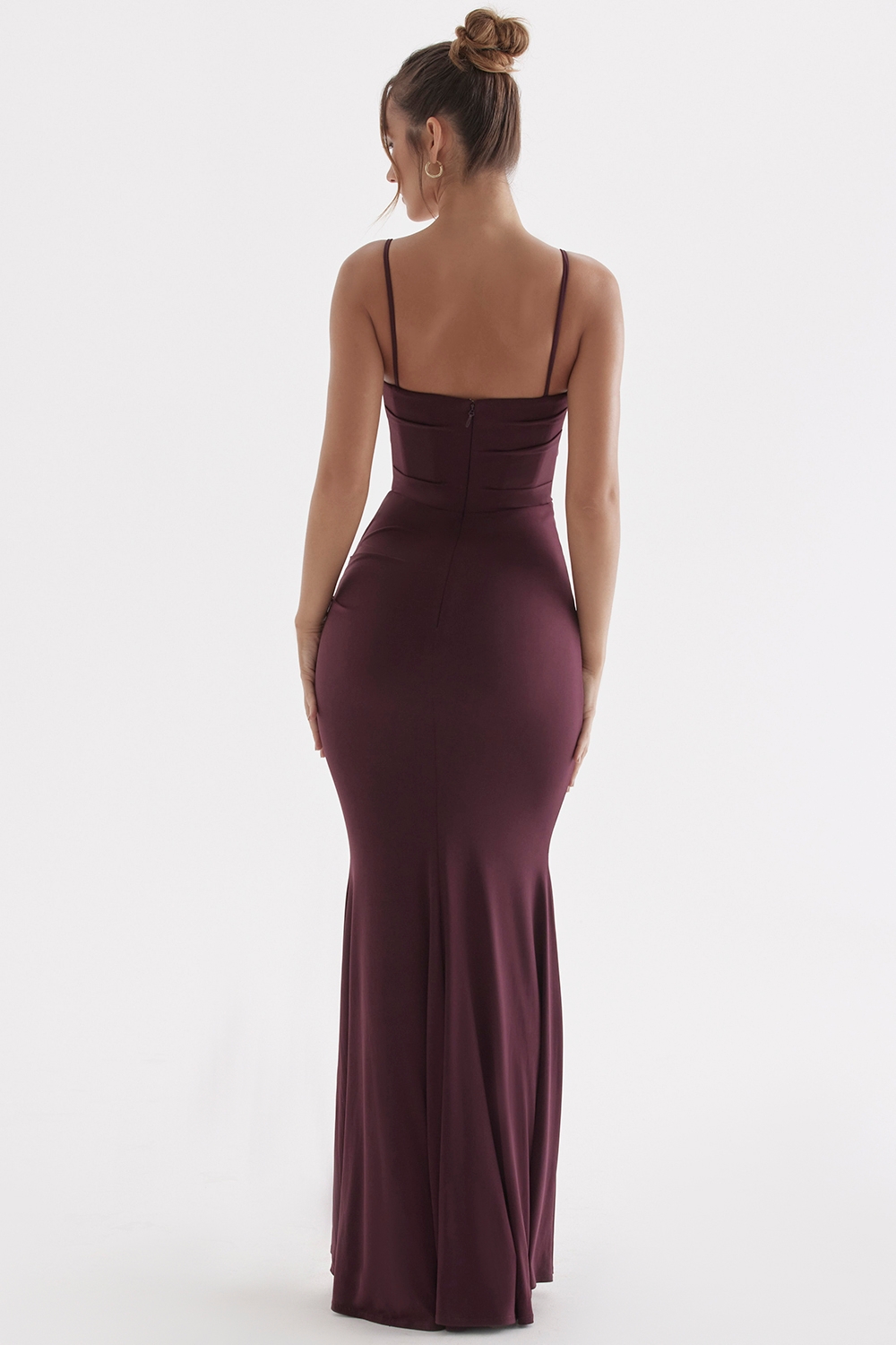 Milena-Dark Cherry Corset Maxi Dress