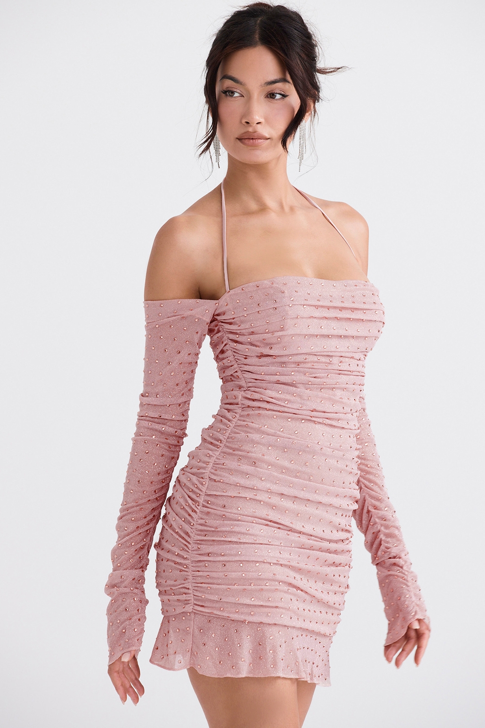Estella-Soft Pink Crystallised Dress