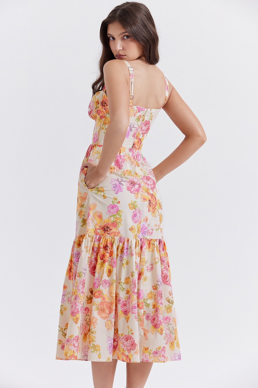 Elia-Ivory Floral Midi Sundress
