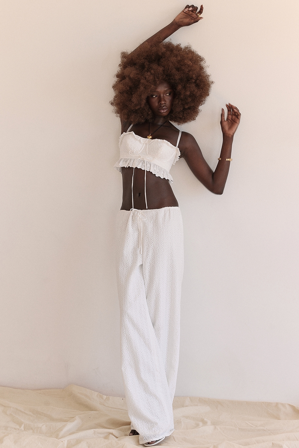 Frankie-White Broderie Anglais Trousers