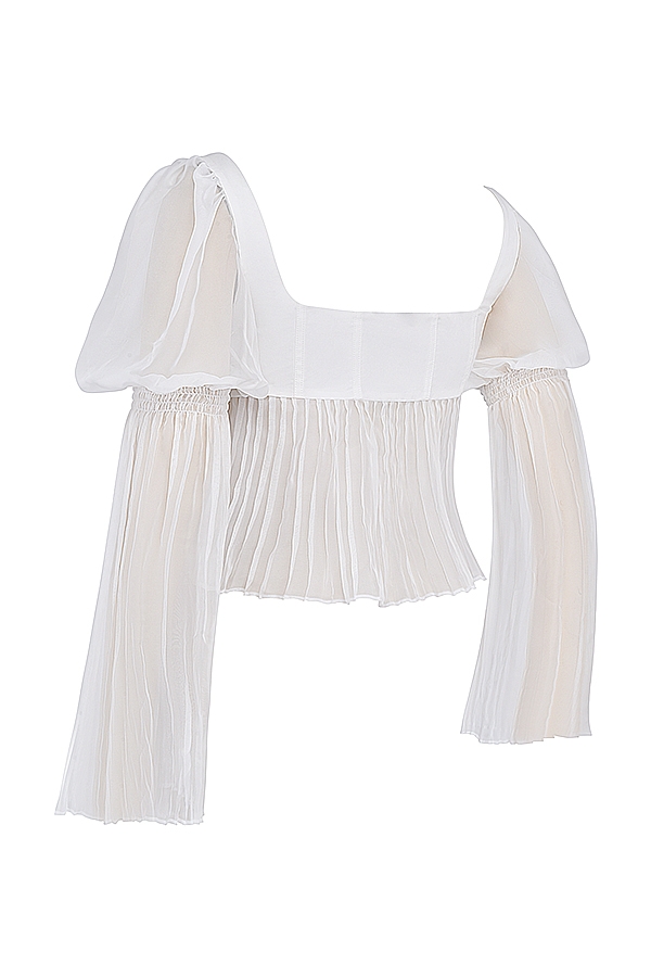 Lucie-White Pleated Top