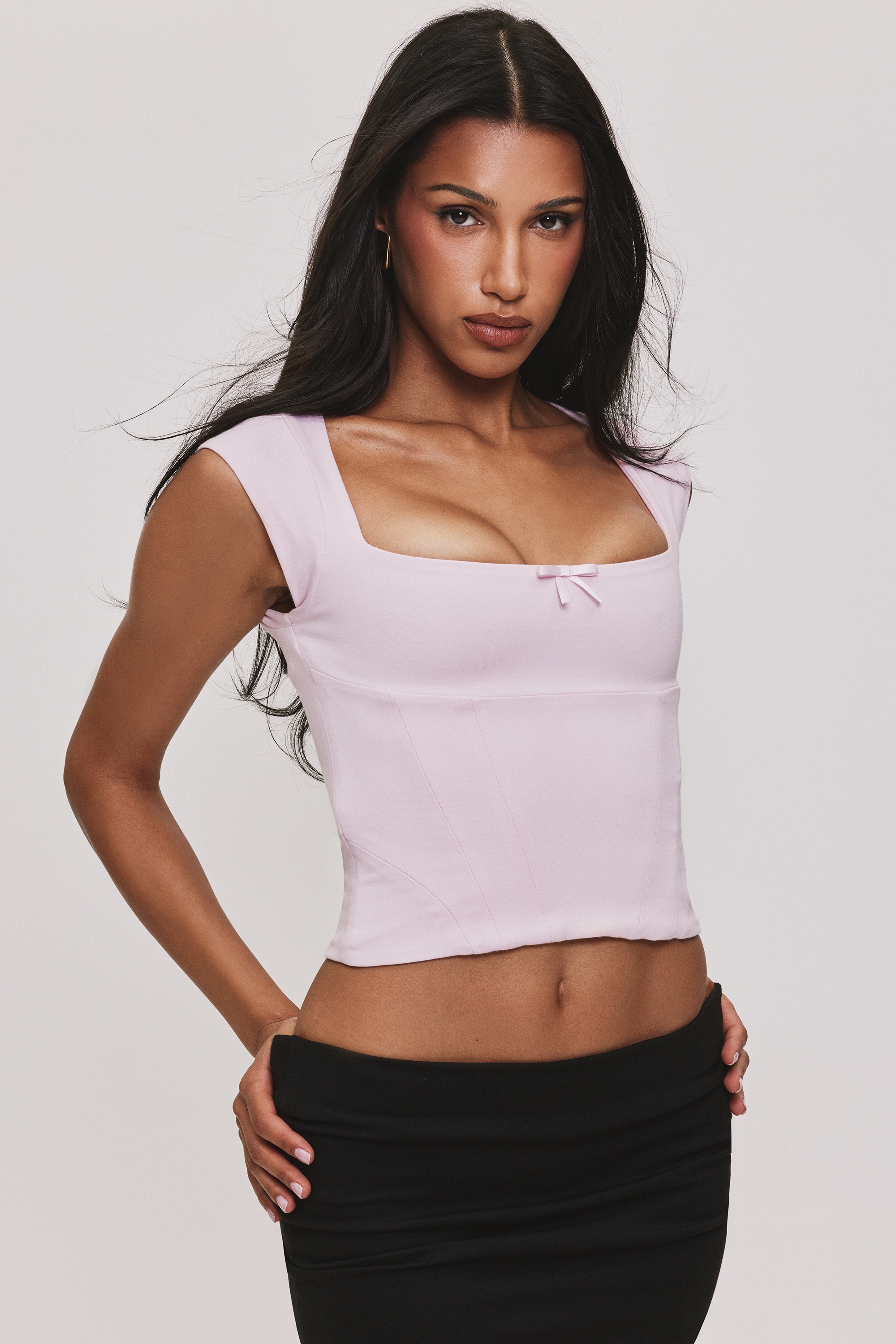 The Cap Sleeve-Pink Corset Top