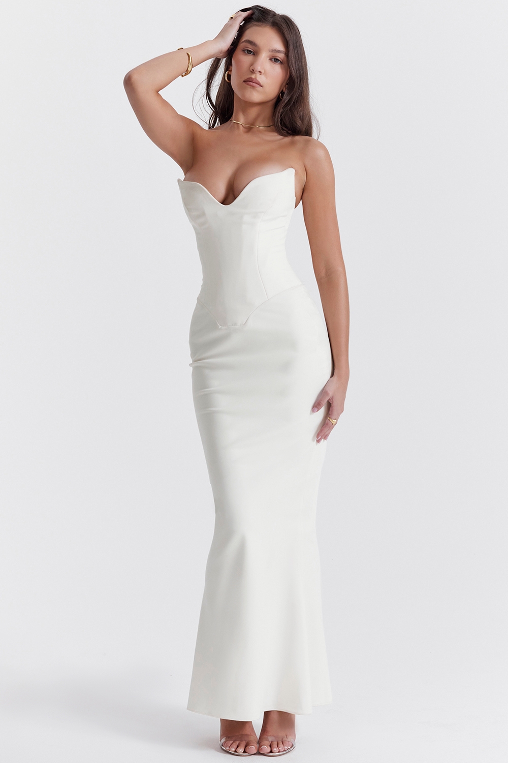 Tamara-Ivory Strapless Corset Dress