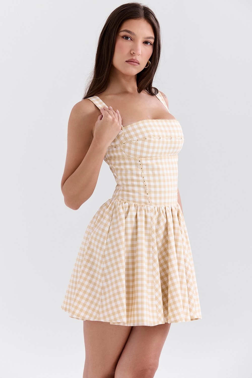 Isadora-Gingerbread Gingham Mini Dress