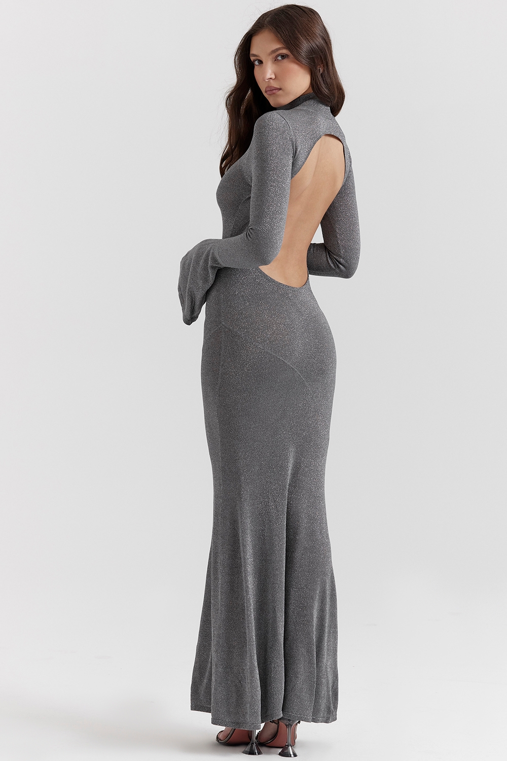 Sancha-Steel Metallic Maxi Dress