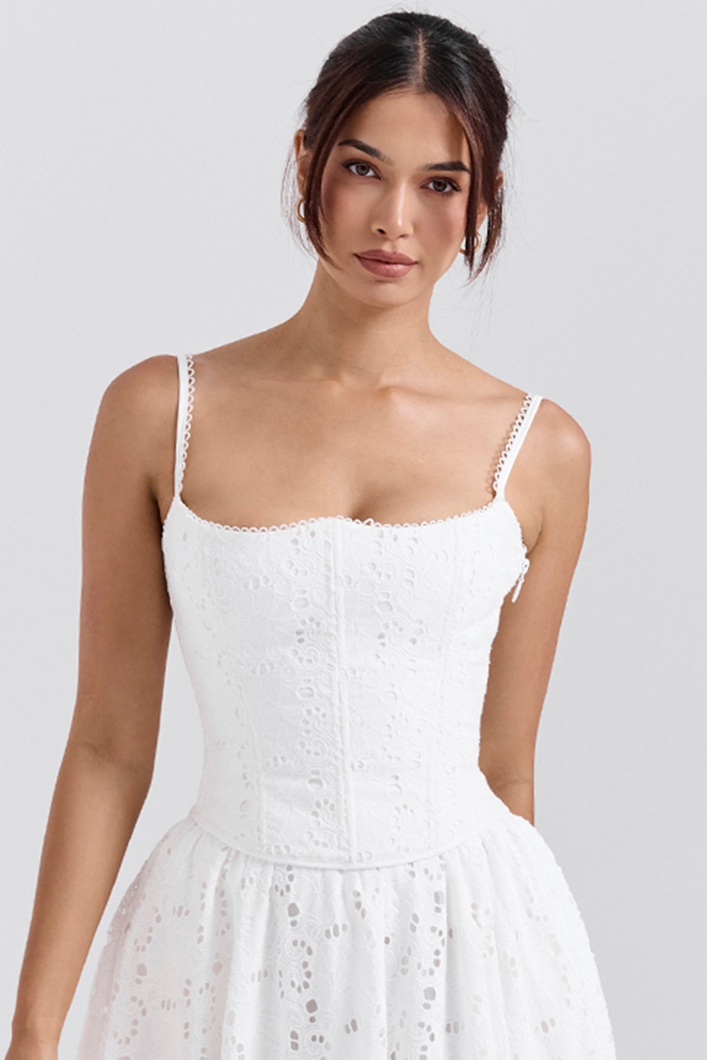 Lorina-White Broderie Anglais Corset