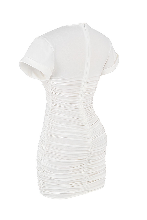 Exhale-Mistress Rocks  White Cotton Gathered Cutout Mini Dress - SALE
