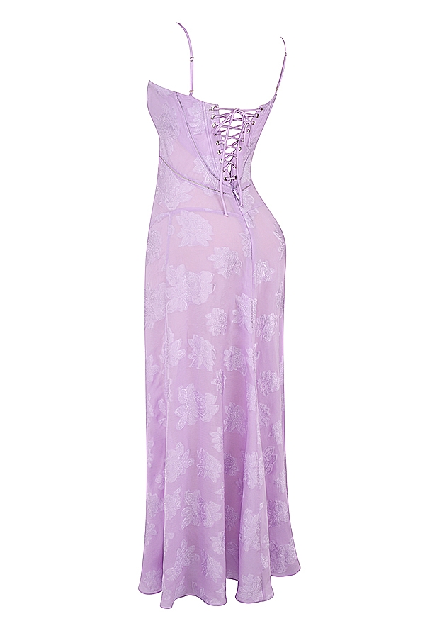 Seren-Orchid Floral Lace Back Maxi Dress