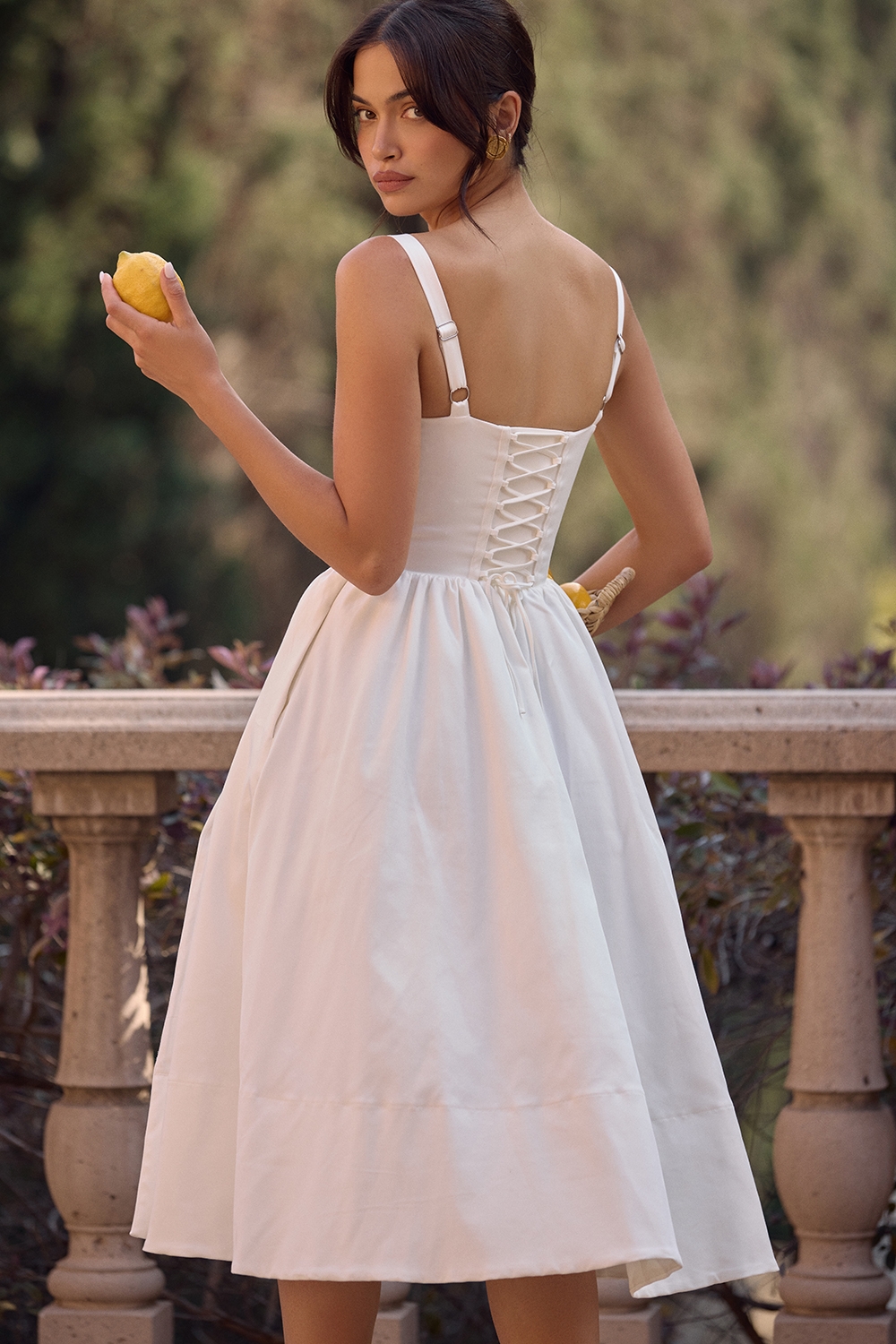 Kelly-White Corset Midi Sundress