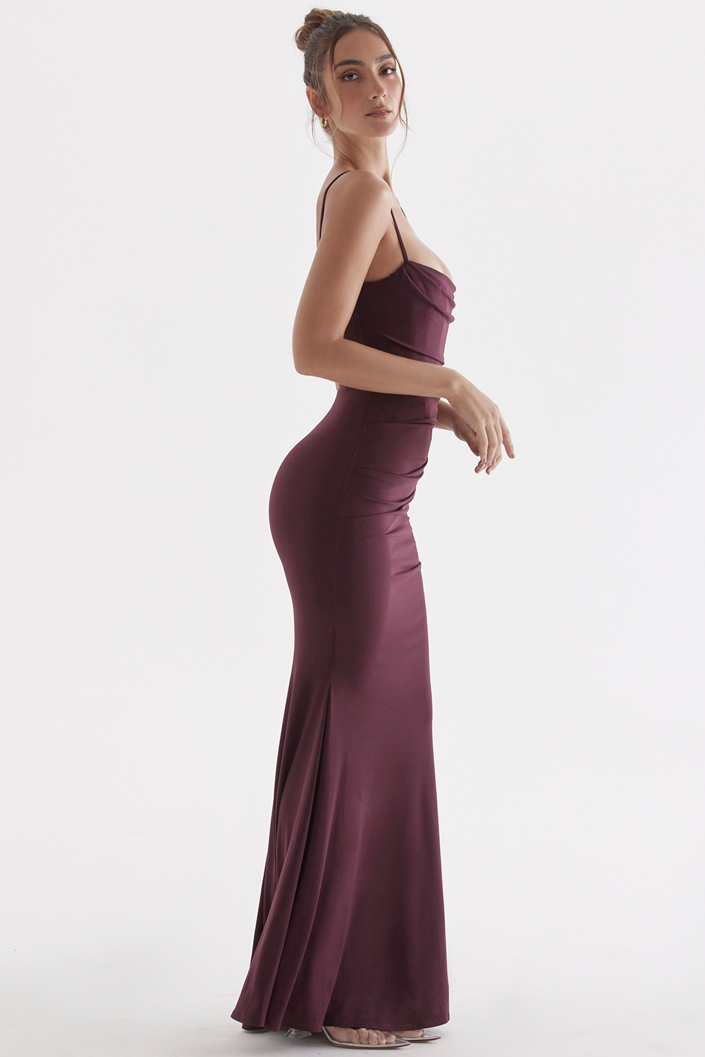 Milena-Dark Cherry Corset Maxi Dress