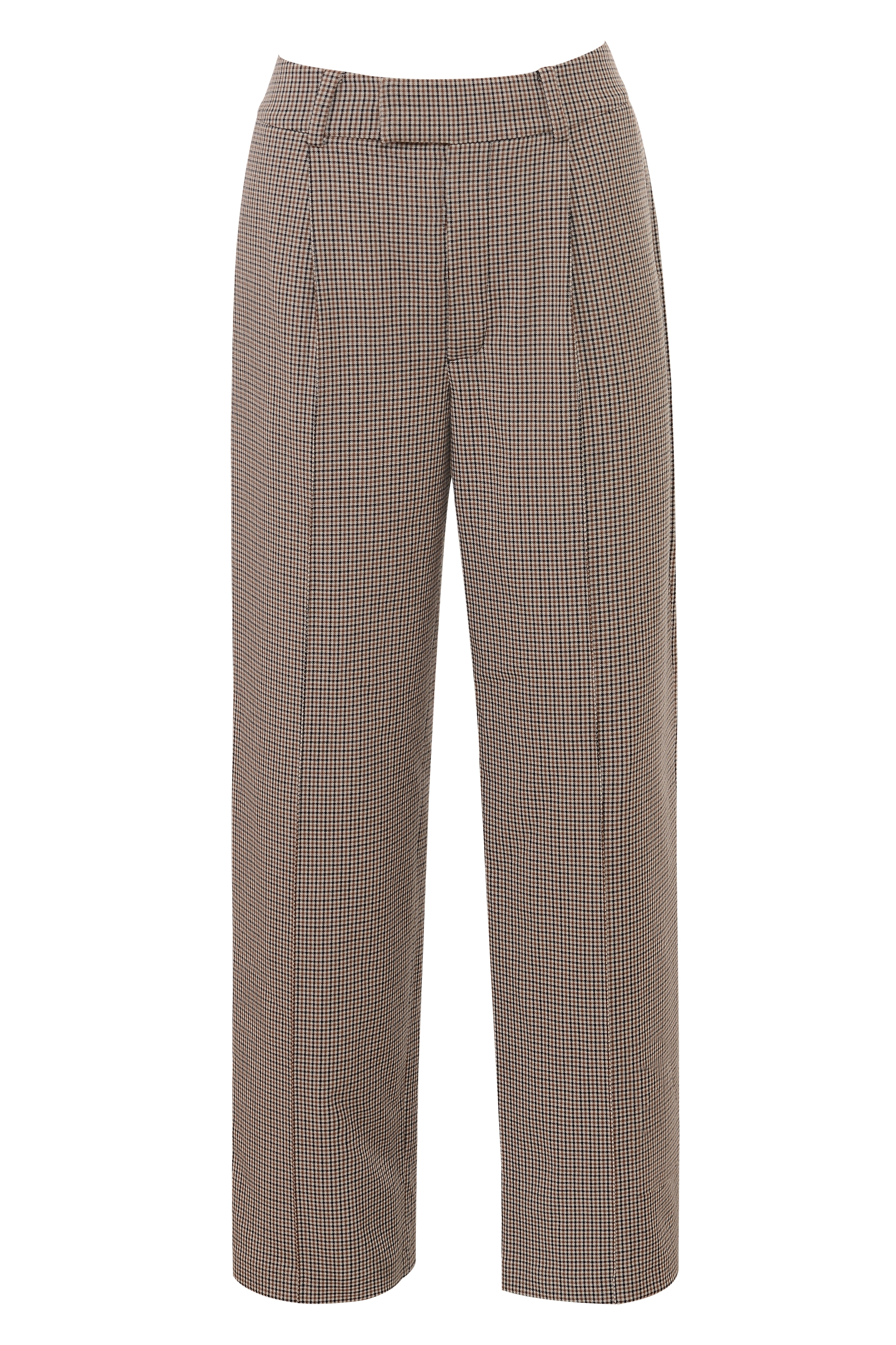 Hayden-Brown Puppytooth Wide Leg High Waist Tailored Trousers