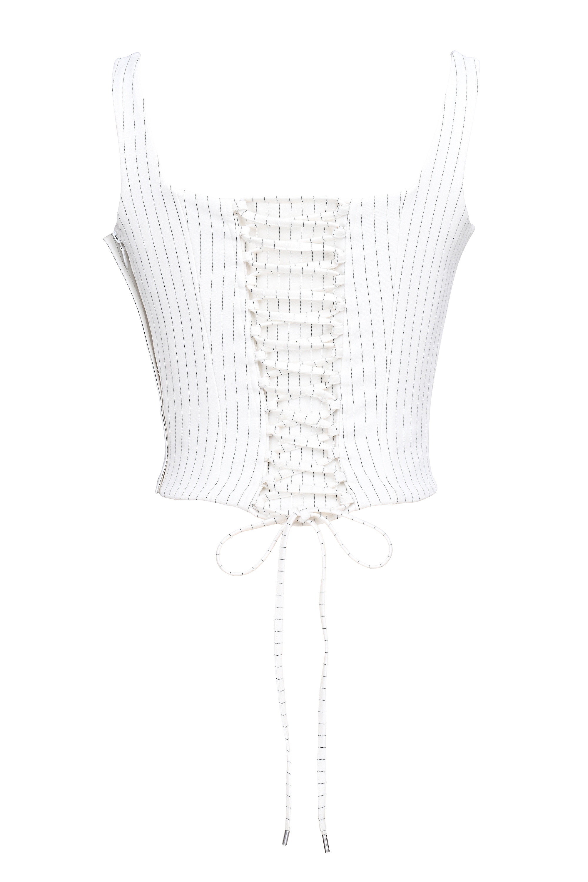 Selma-White Pinstripe Boned Corset Top