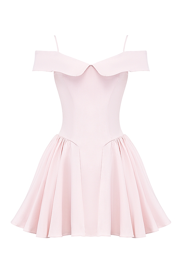 Elida-Ballerina Pink Off Shoulder Mini Dress