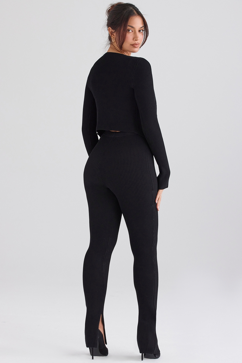 Mitzi-Black Ribbed Knit Leggings - SALE