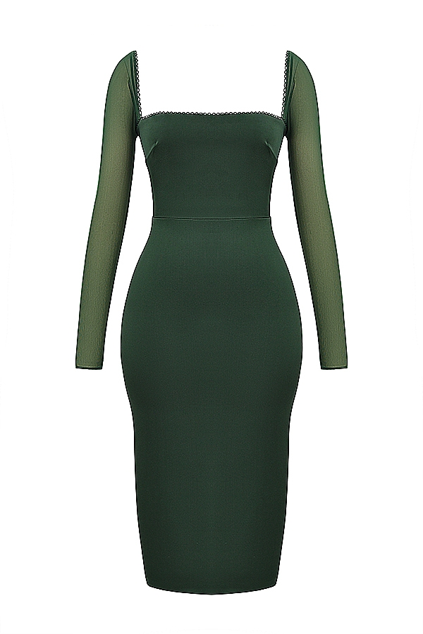 Ellica-Emerald Green Midi Dress
