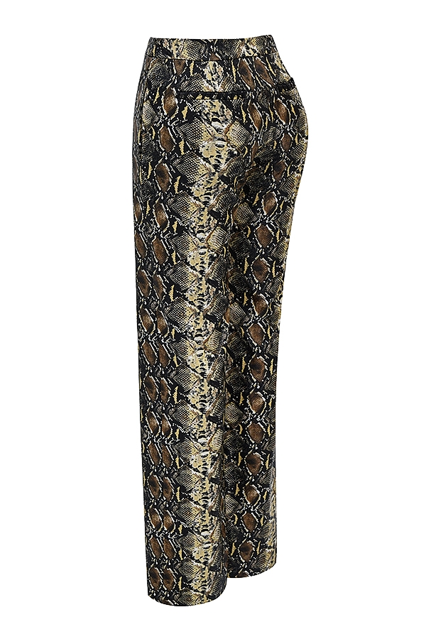 Serina-Snake Print Vegan Leather Trousers