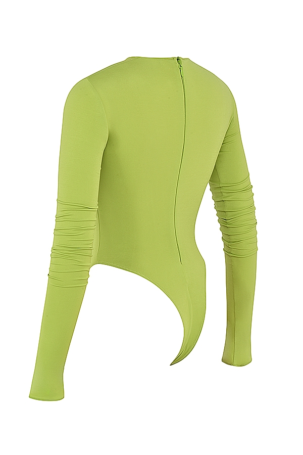 Estrelle-Lime Green Cutout Bodysuit