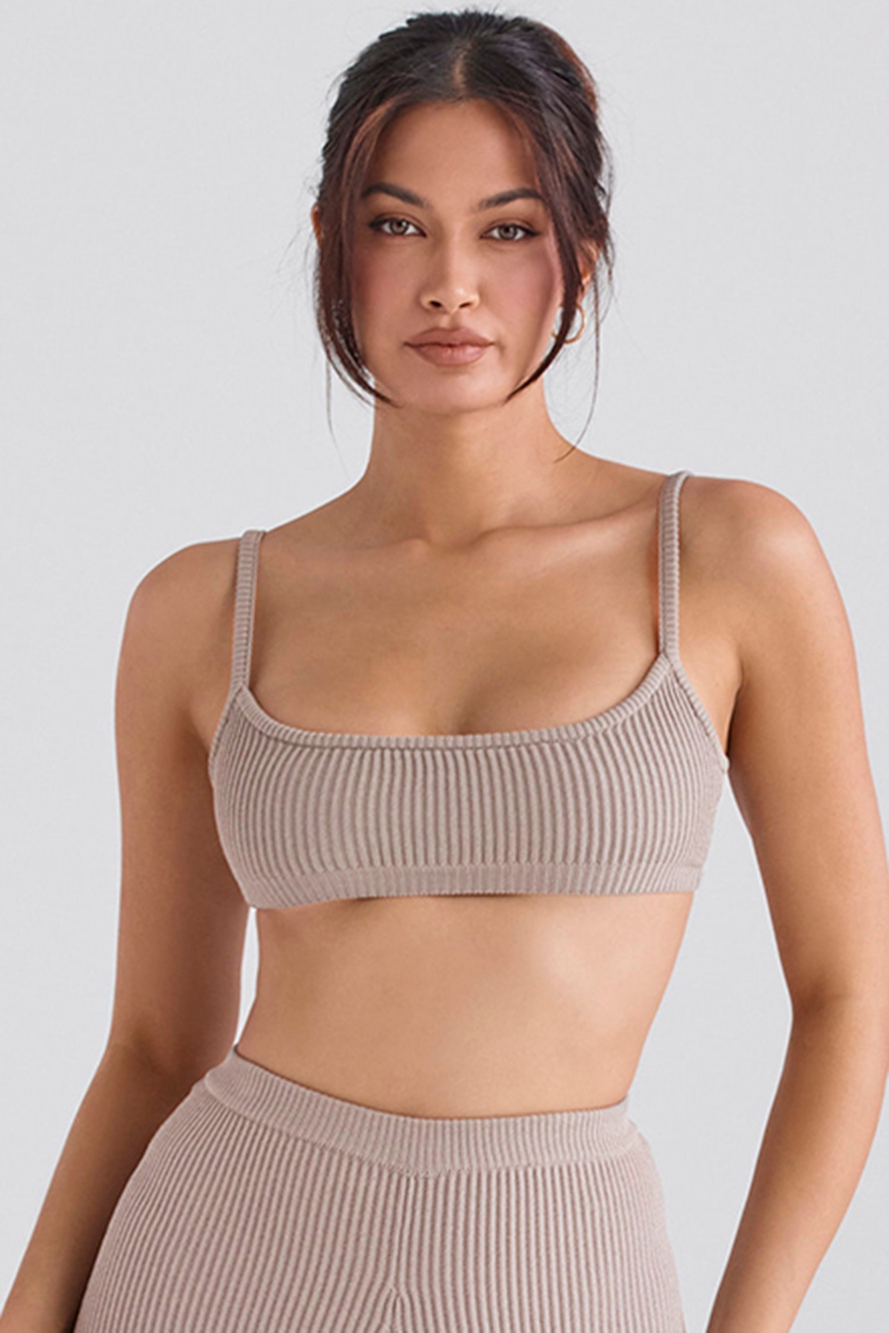 Mischa-Taupe Ribbed Knit Bralette - SALE