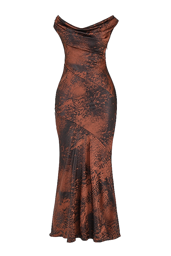 Alaina-Antique Copper Bias Cut Maxi Dress