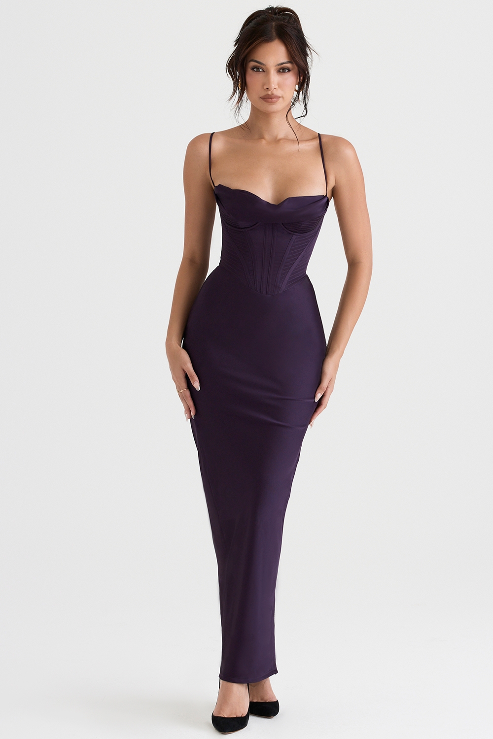 Charmaine-Night Shade Corset Maxi Dress