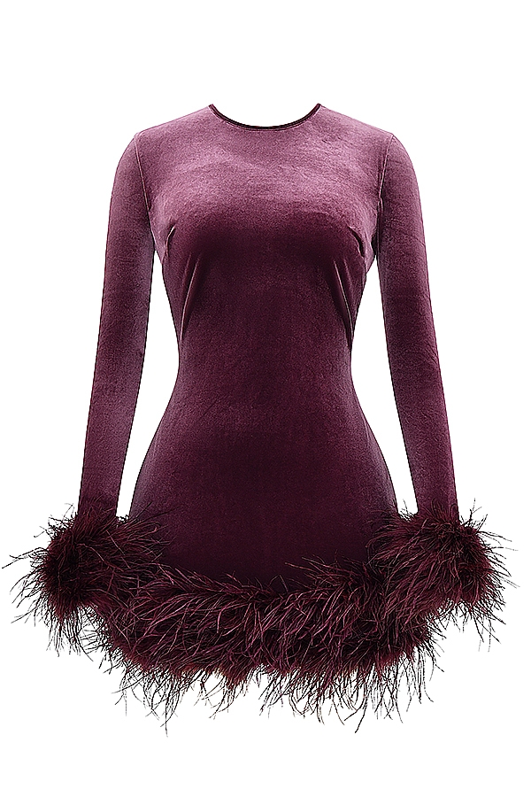 Lavinia-Mulberry Velvet Mini Dress