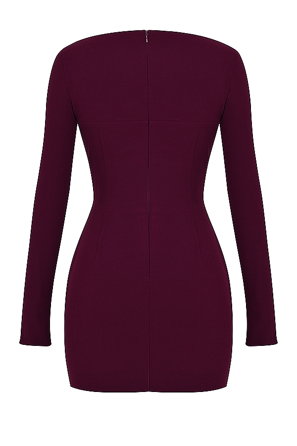 Marcella-Merlot Plunge Corset Dress