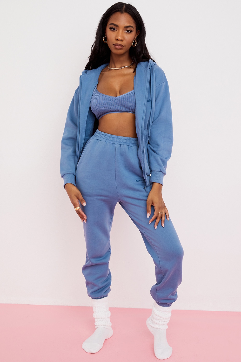 Sky-Azure Fleece Back Jogging Trouser