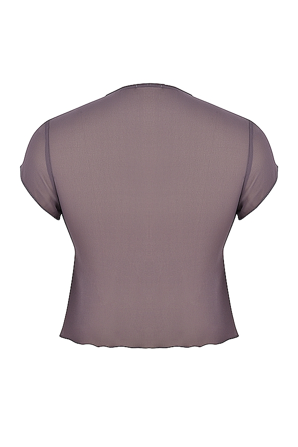 Maia-Dark Mauve Tie Front Top