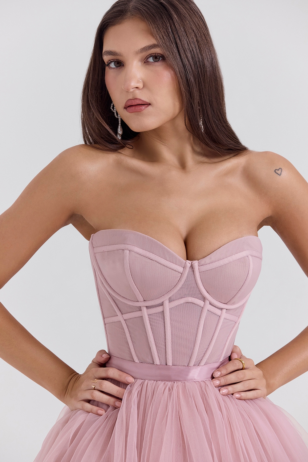 Darling-French Rose Tulle Midi Dress - SALE