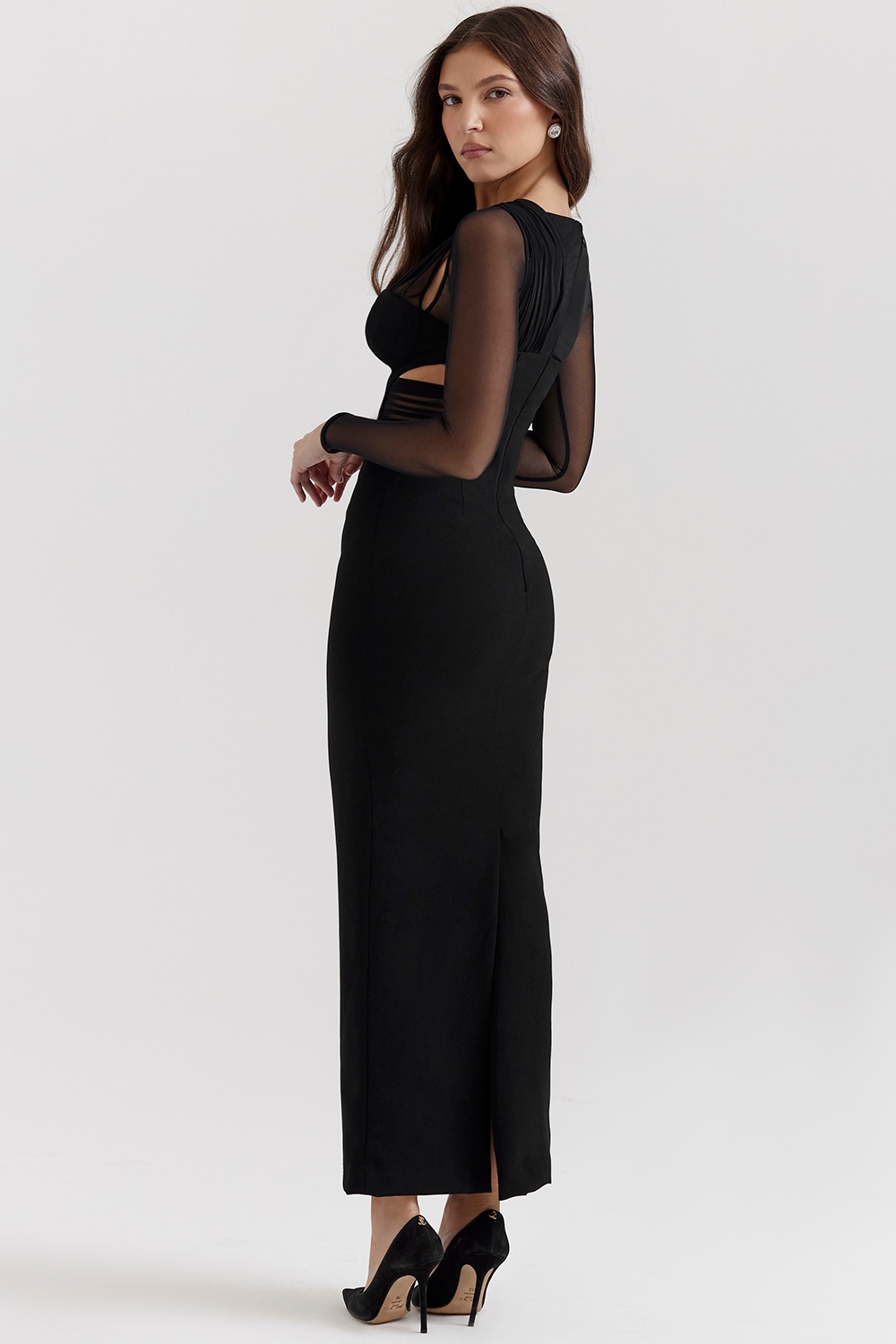 Zahra-Black Plunge Maxi Dress