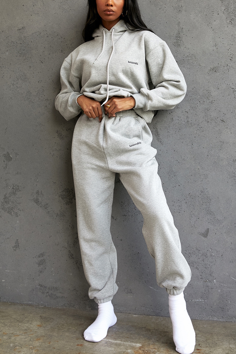 Sky-Grey Fleece Back Jogging Trousers
