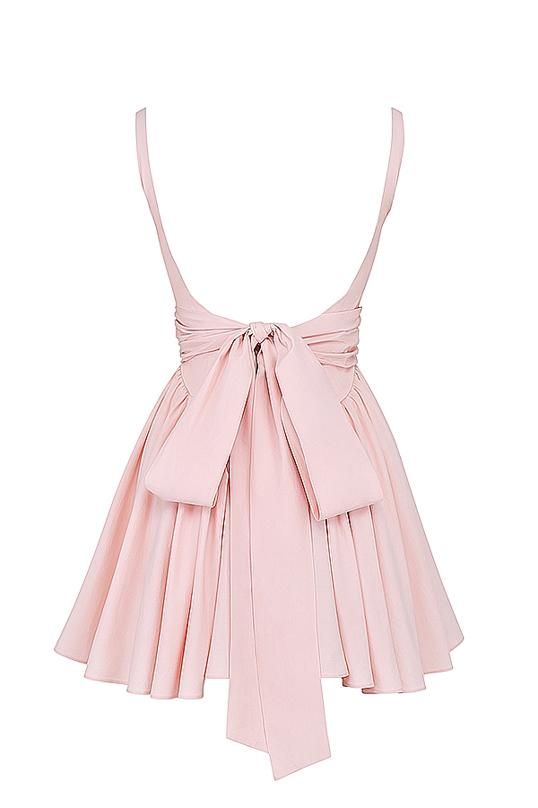 Florianne-Soft Peach Bow Mini Dress